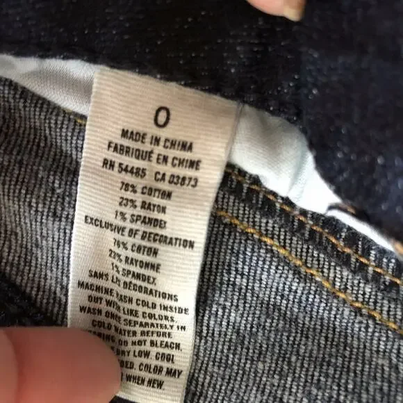 American Eagle Stretch Size 0 Dark Wash Denim Fringe Roll Cuff Jean Shorts - Picture 4 of 9